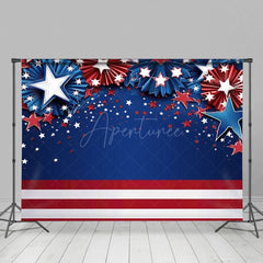 Aperturee - Aperturee Blue Red Stripe Stars July 4th Photography Backdrop