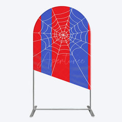 Aperturee - Aperturee Blue Red Stripes Spider Web Cartoon Arch Backdrop
