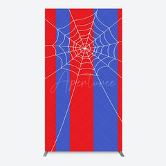 Aperturee - Aperturee Blue Red Stripes Spider Web Cartoon Rectangle Backdrop