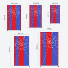 Aperturee - Aperturee Blue Red Stripes Spider Web Cartoon Rectangle Backdrop