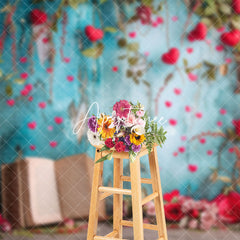 Aperturee - Aperturee Blue Reteo Wall Rose Vine Valentines Day Backdrop