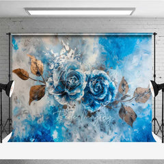 Aperturee - Aperturee Blue Rose Fine Art Backdrop Abstract Oil Painting Floral Photography Background Vintage Flower Texture Photo Prop
