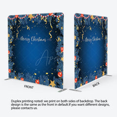 Aperturee - Aperturee Blue Sequin Ball Pine Merry Xmas Pillow Cover Backdrop