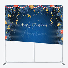 Aperturee - Aperturee Blue Sequin Ball Pine Merry Xmas Pillow Cover Backdrop