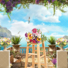 Aperturee - Aperturee Blue Sky Cloud Beach Wonderland Spring Photo Backdrop