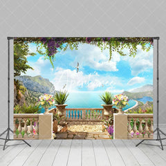 Aperturee - Aperturee Blue Sky Cloud Beach Wonderland Spring Photo Backdrop