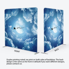 Aperturee - Aperturee Blue Sky Cloud Elk Sleigh Xmas Pillow Case Backdrop