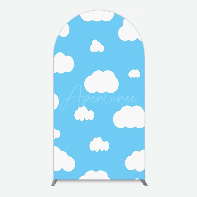 Aperturee Aperturee Blue Sky Cloudy Kids Birthday Party Arch Backdrop