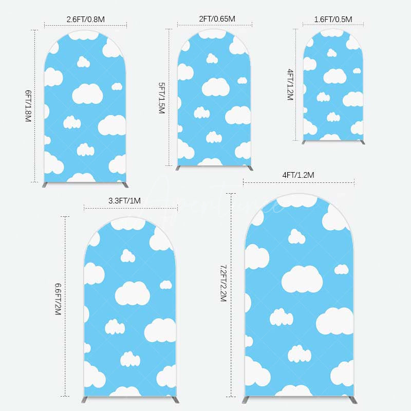 Aperturee Aperturee Blue Sky Cloudy Kids Birthday Party Arch Backdrop