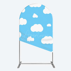 Aperturee Aperturee Blue Sky Cloudy Kids Birthday Party Arch Backdrop