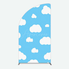 Aperturee Aperturee Blue Sky Cloudy Kids Birthday Party Half Moon Arch Backdrop
