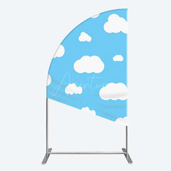 Aperturee Aperturee Blue Sky Cloudy Kids Birthday Party Half Moon Arch Backdrop