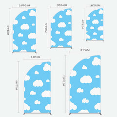 Aperturee Aperturee Blue Sky Cloudy Kids Birthday Party Half Moon Arch Backdrop