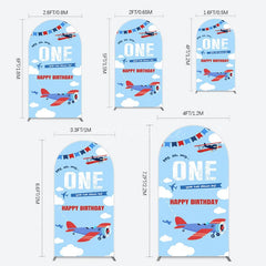 Aperturee - Aperturee Blue Sky One Year Has Flown By Birthday Arch Backdrop