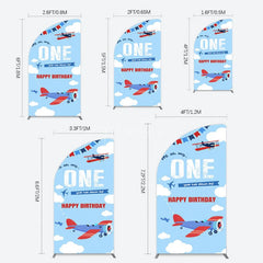 Aperturee - Aperturee Blue Sky One Year Has Flown By Birthday Half Moon Arch Backdrop