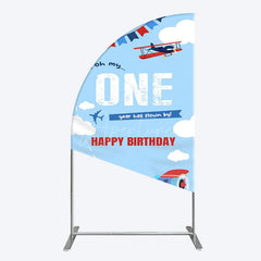 Aperturee - Aperturee Blue Sky One Year Has Flown By Birthday Half Moon Arch Backdrop