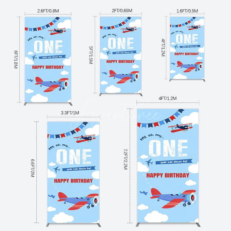 Aperturee - Aperturee Blue Sky One Year Has Flown By Birthday Rectangle Backdrop