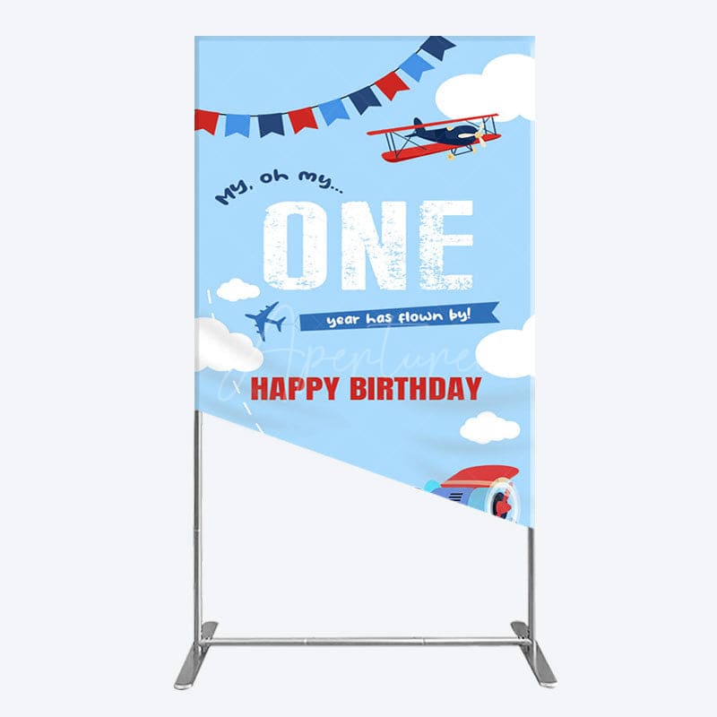 Aperturee - Aperturee Blue Sky One Year Has Flown By Birthday Rectangle Backdrop