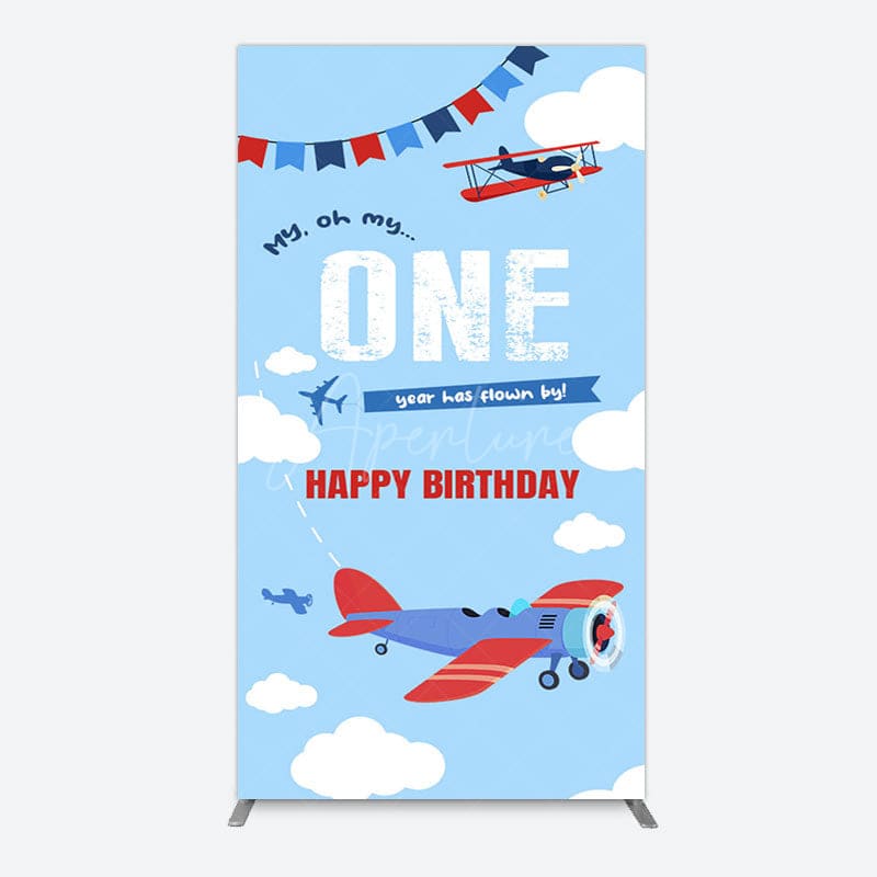 Aperturee - Aperturee Blue Sky One Year Has Flown By Birthday Rectangle Backdrop