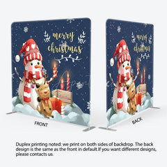 Aperturee - Aperturee Blue Snowman Elk Candle Xmas Pillow Case Backdrop