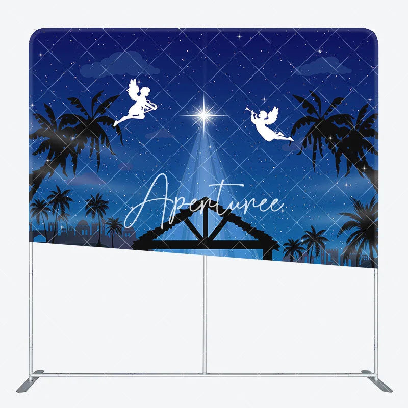 Aperturee - Aperturee Blue Star Holy Night Nativity Christmas Backdrop