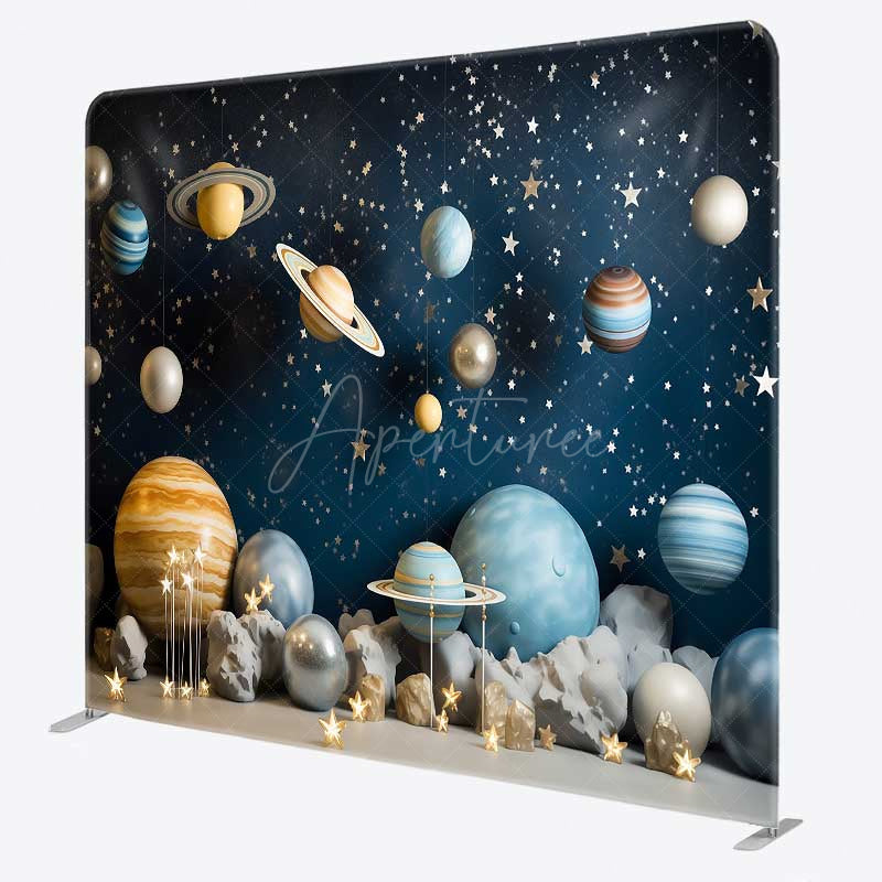 Aperturee Aperturee Blue Starry Galaxy Kids Photo Tension Fabric Backdrop