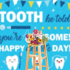 Aperturee - Aperturee Blue Stars White Tooth Happy Dentists Day Backdrop