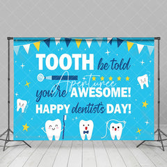 Aperturee - Aperturee Blue Stars White Tooth Happy Dentists Day Backdrop