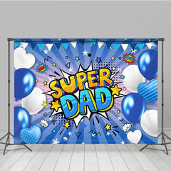 Aperturee - Aperturee Blue Stripe Balloons Super Dad Fathers Day Backdrop