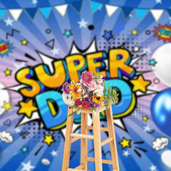 Aperturee - Aperturee Blue Stripe Balloons Super Dad Fathers Day Backdrop