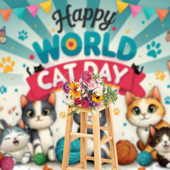 Aperturee - Aperturee Blue Sun Rays Claws Print World Cat Day Backdrop