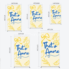 Aperturee - Aperturee Blue That’s Amore and Yellow Lemon Ribbon Rectangle Arch Backdrop Whimsical Italian Theme Party Decor
