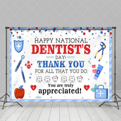 Aperturee - Aperturee Blue Tooth Tools Happy National Dentists Day Backdrop