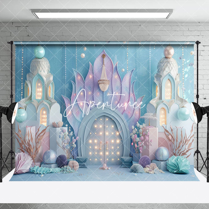 Aperturee - Aperturee Blue Undersea Mermaid Cake Smash Room Set Backdrop