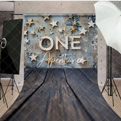 Aperturee - Aperturee Blue Wall First Birthday Cake Smash Sweep Backdrop