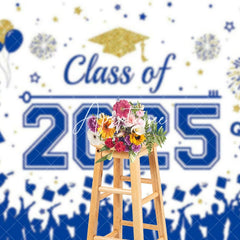 Aperturee - Aperturee Blue White Class of 2025 Congrats Graduation Backdrop