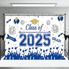 Aperturee - Aperturee Blue White Class of 2025 Congrats Graduation Backdrop