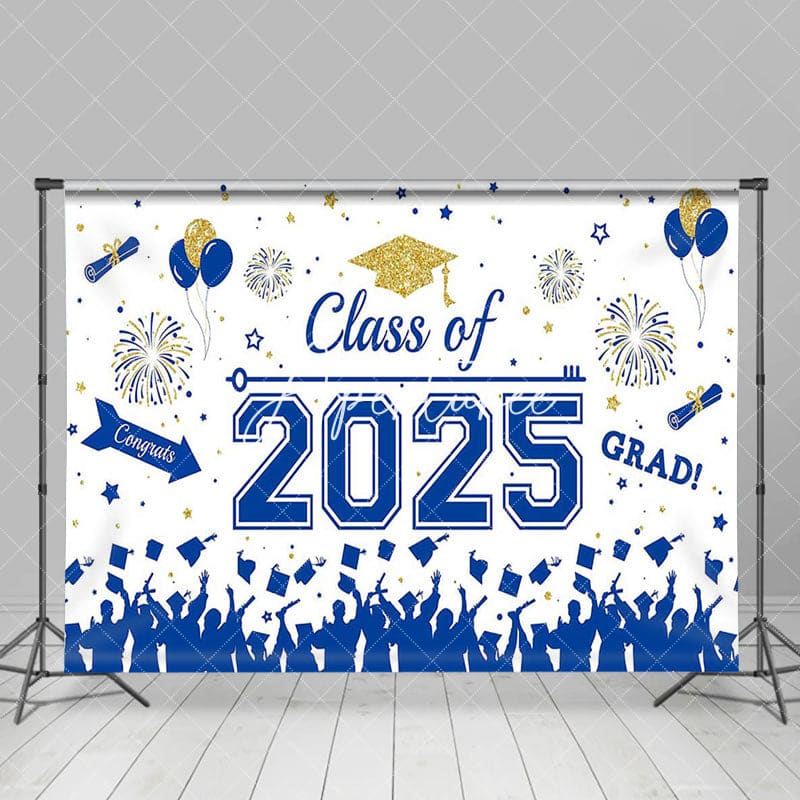 Aperturee - Aperturee Blue White Class of 2025 Congrats Graduation Backdrop