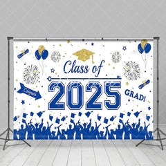 Aperturee - Aperturee Blue White Class of 2025 Congrats Graduation Backdrop