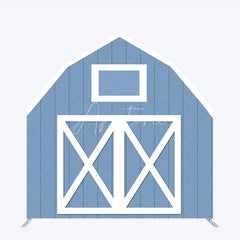 Aperturee - Aperturee Blue White Farm Barn Door Arch Party Decor Backdrop