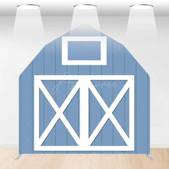 Aperturee Aperturee Blue White Farm Barn Door Arch Party Decor Backdrop