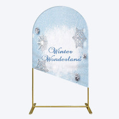 Aperturee - Aperturee Blue White Glitter Winter Wonderland Arch Backdrop