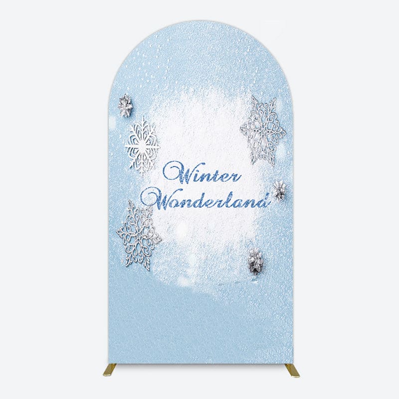 Aperturee - Aperturee Blue White Glitter Winter Wonderland Arch Backdrop