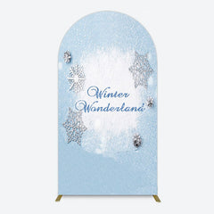 Aperturee - Aperturee Blue White Glitter Winter Wonderland Arch Backdrop