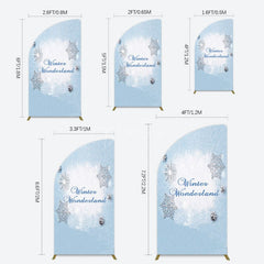 Aperturee - Aperturee Blue White Glitter Winter Wonderland Half Moon Arch Backdrop