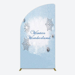 Aperturee - Aperturee Blue White Glitter Winter Wonderland Half Moon Arch Backdrop