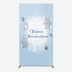 Aperturee - Aperturee Blue White Glitter Winter Wonderland Rectangle Backdrop