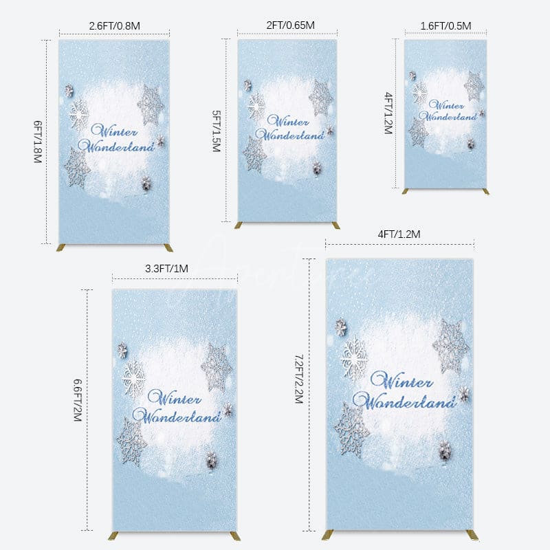 Aperturee - Aperturee Blue White Glitter Winter Wonderland Rectangle Backdrop