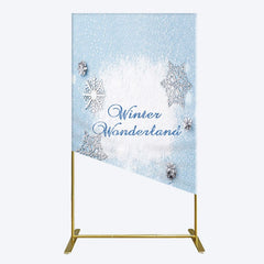 Aperturee - Aperturee Blue White Glitter Winter Wonderland Rectangle Backdrop
