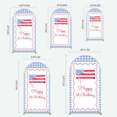 Aperturee Aperturee Blue White Plaid Bow Happy 1st Birthday Arch Backdrop